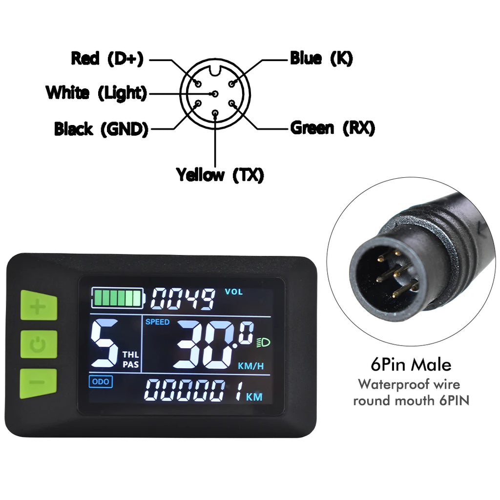 UART2 P3C Waterproof Electric Bike LCD Display Meter E Scooter LCD Panel With USB UART For Mountain Electric Bike Parts (5PIN)