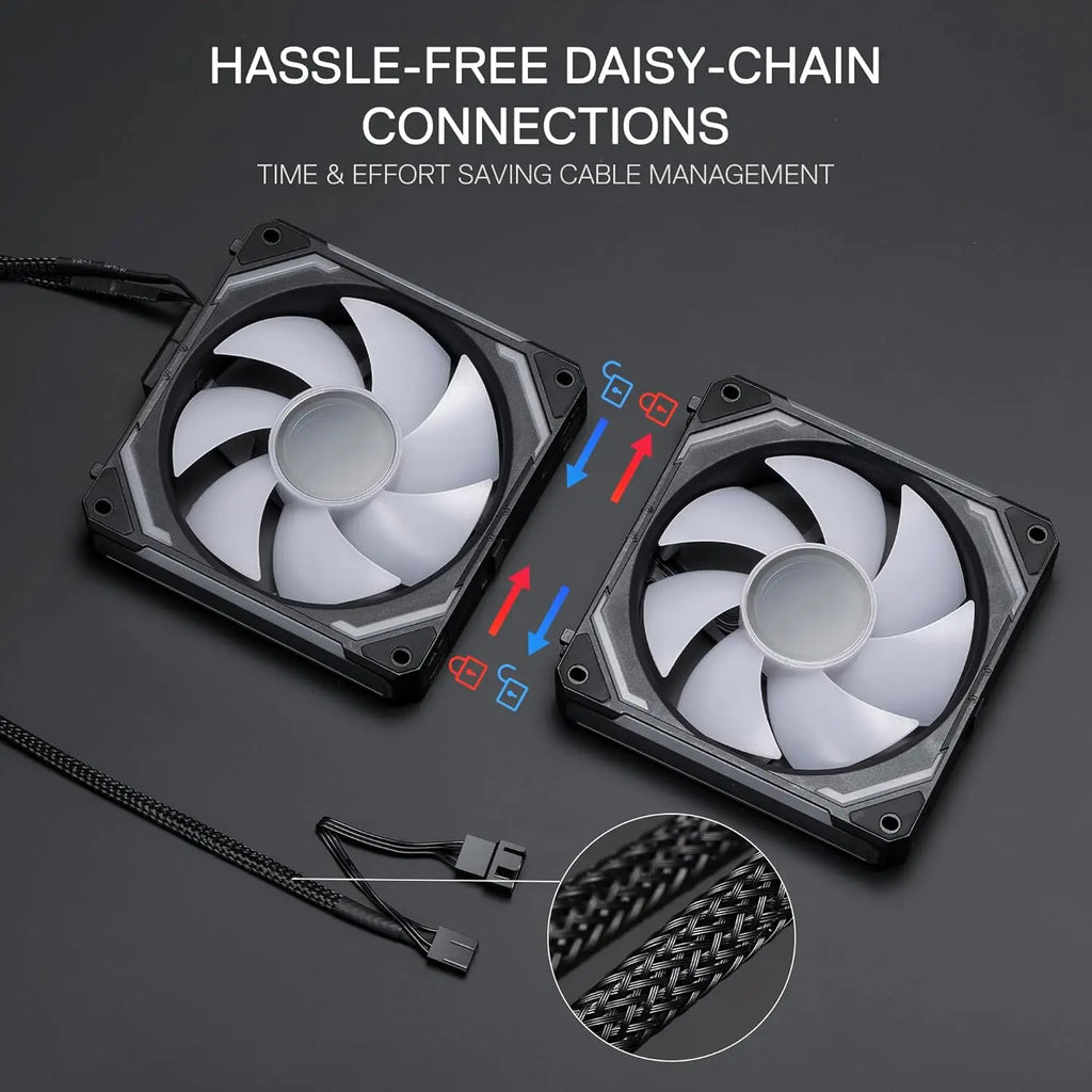 Redragon GCF012 Standard 120mm PC Case Fan,5V 3Pin ARGB Lighting 4 Pin PWM Case Fanfor Radiator/Computer Case Cooling