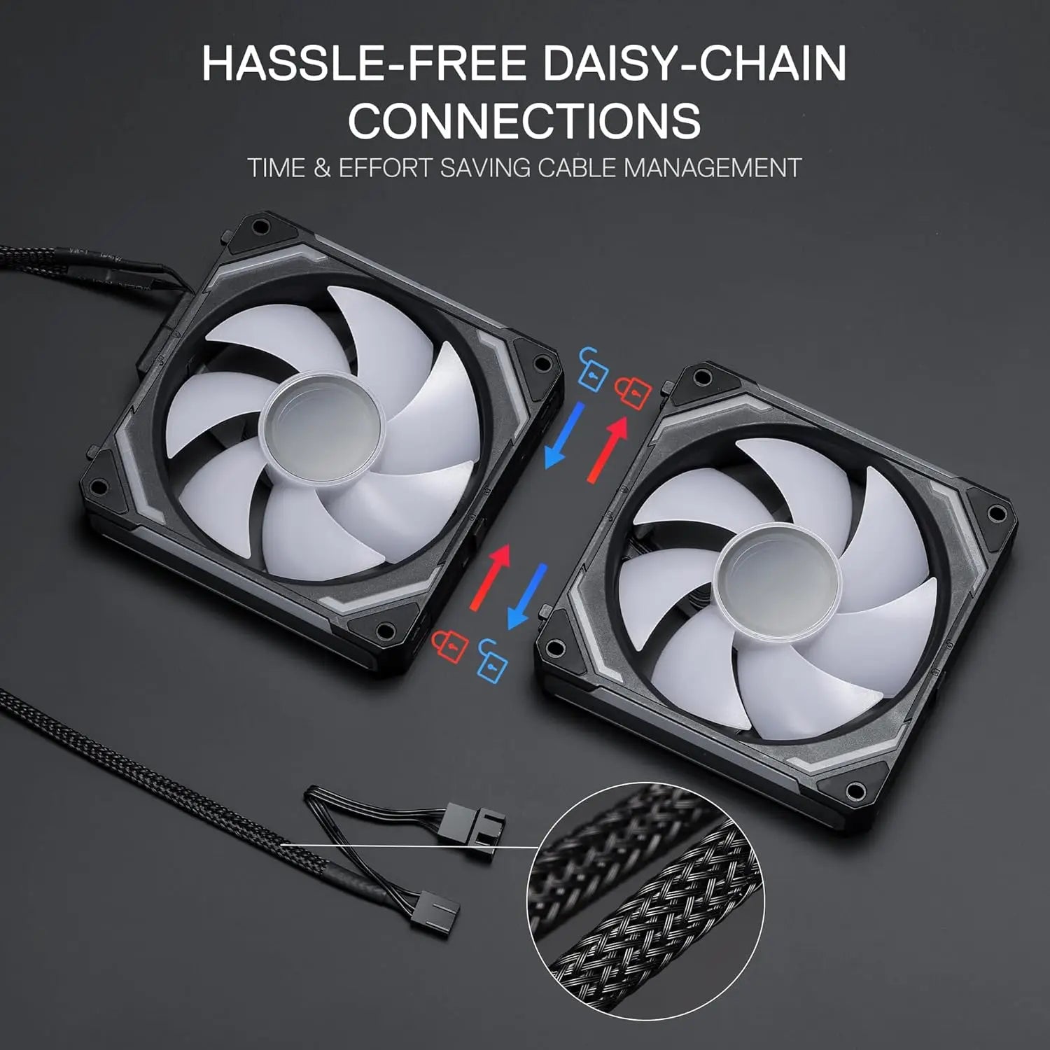 Redragon GCF012 Standard 120mm PC Case Fan,5V 3Pin ARGB Lighting 4 Pin PWM Case Fanfor Radiator/Computer Case Cooling