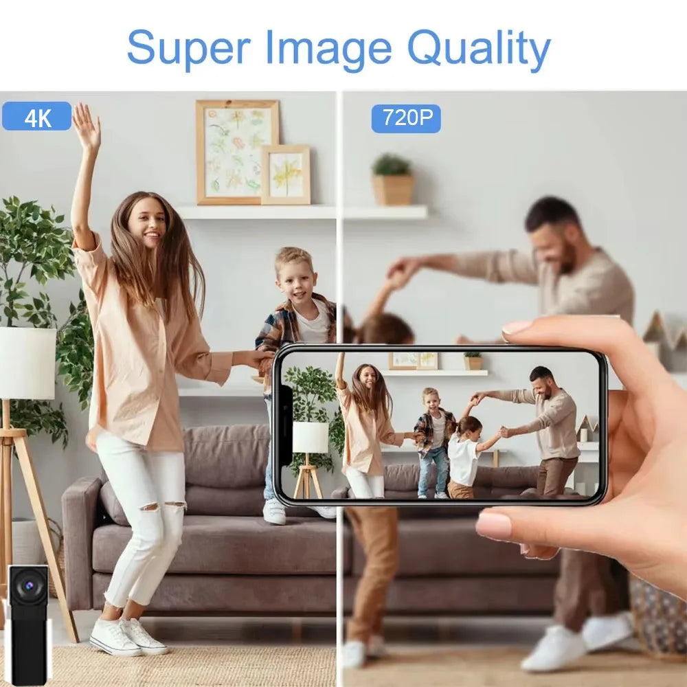 4K HD mini WiFi camera, supports remote viewing, motion detection, DIY small home nanny style HD wireless camera