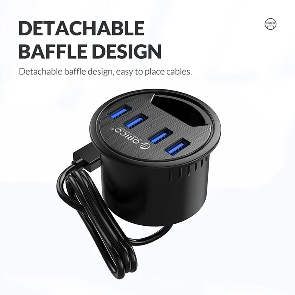 ORICO 5Gbps High-Speed USB HUB Splitter Multi Desktop Grommet USB 3.0 Ports Desk Mount Adapter for PC Tablet Phone High Quality