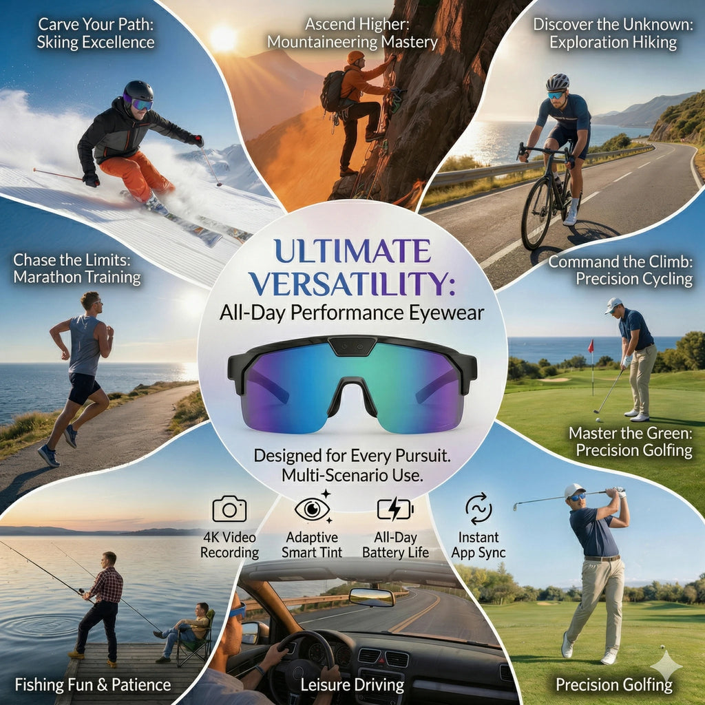 2026 New AI Sport Cycling Smart Glasses 80MP Camera 1200P HD Video Bluetooth 5.3WiFi Open Ear Riding Speaker Real-Time Translate