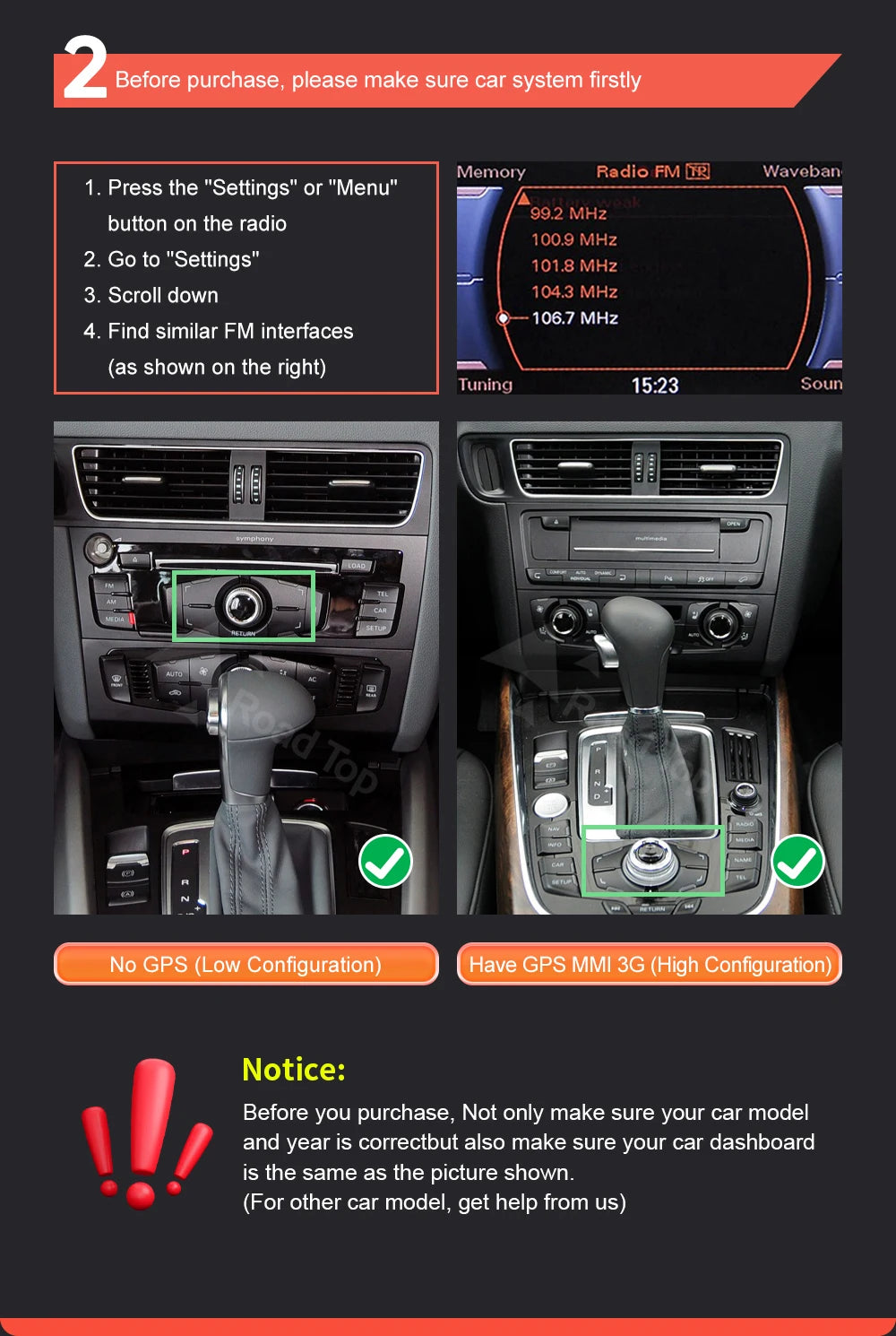 1920*720 RoadTop Linux Touch Screen Multimedia Display For Audi Q5 2009-2017 With Wireless CarPlay Android Auto Airplay Autolink