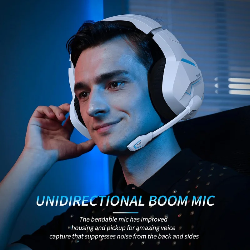 BINNUNE 2.4GHz Wireless Gaming Headset Bluetooth 5.3 Gaming Headphone with Noise Canceling Mic Multi-Platform for PS5/PS4/Switch