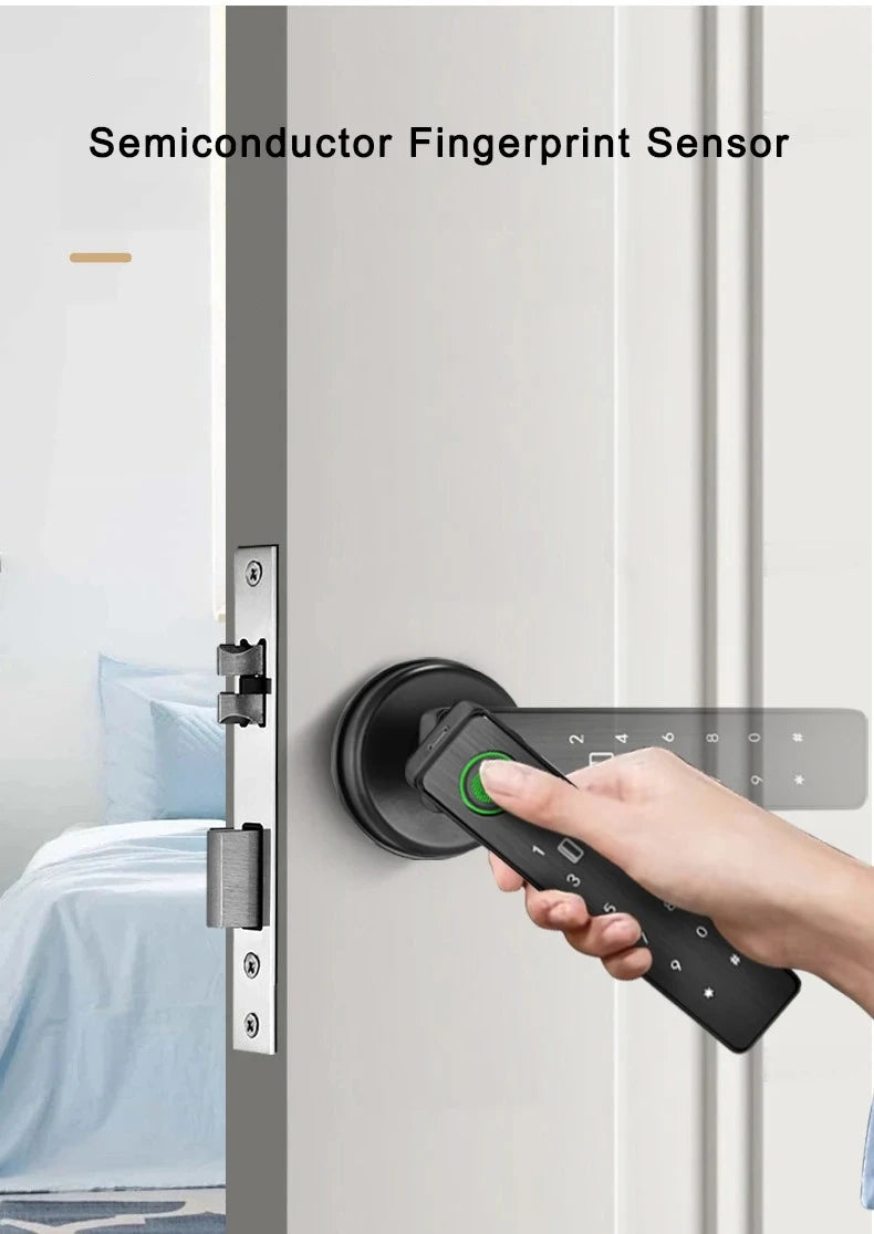 Tuya SmartLife APP WiFi Remote Control Smart Fingerprint Password RFID IC Card Dead Bolt Lock For Indoor Home Wooden Metal Door