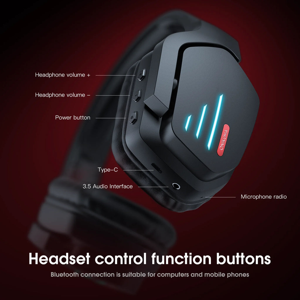 ONIKUMA Wireless Gaming HeadsetNoise Cancelling Earphone Headset Gaming Headphone With Microphone RGB B60  For PS5 PS4 PC Mac