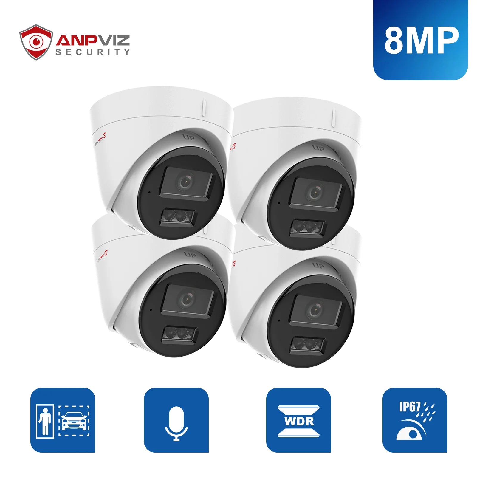 Anpviz 8MP 4K PoE IP Camera Outdoor Security Camera Color Night Vision Smart Motion Detection One-way Audio CCTV Camera H.265+