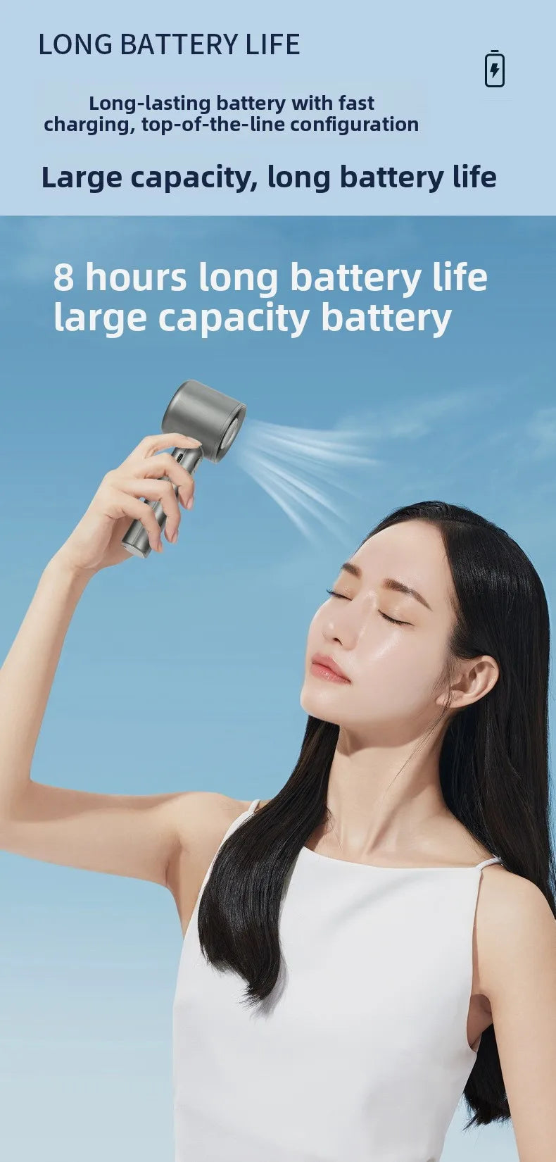 Handheld Fan High-Speed Portable Turbofan USB Rechargeable Electric Fan Digital Display 120 Speeds Infinitely Adjustable
