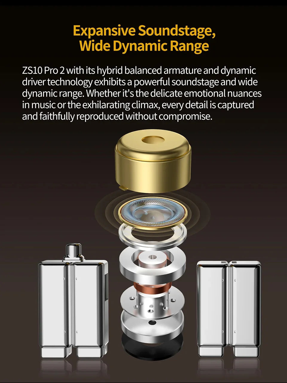 KZ ZS10 Pro 2 in Ear Metal Earphone HIFI Bass Earbud 4-Level Tuning Switch Headphone 2PIN Cable ZS10PRO2 ZSNPRO AS16PRO