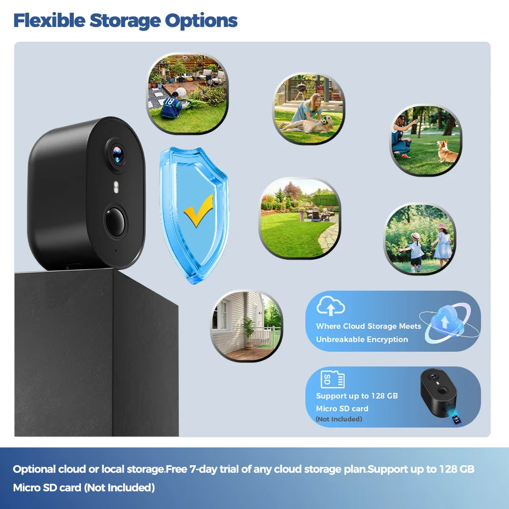 ALEVIO 2.5K Outdoor Solar Surveillance Camera WiFi Wireless Security Camera Ultra Standby AI Detection Color Vision Battery Cam