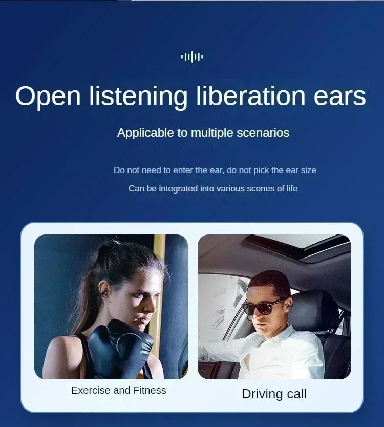 T75 Bluetooth headset 5.3 wireless bone conduction headset clip-on music sports game headset