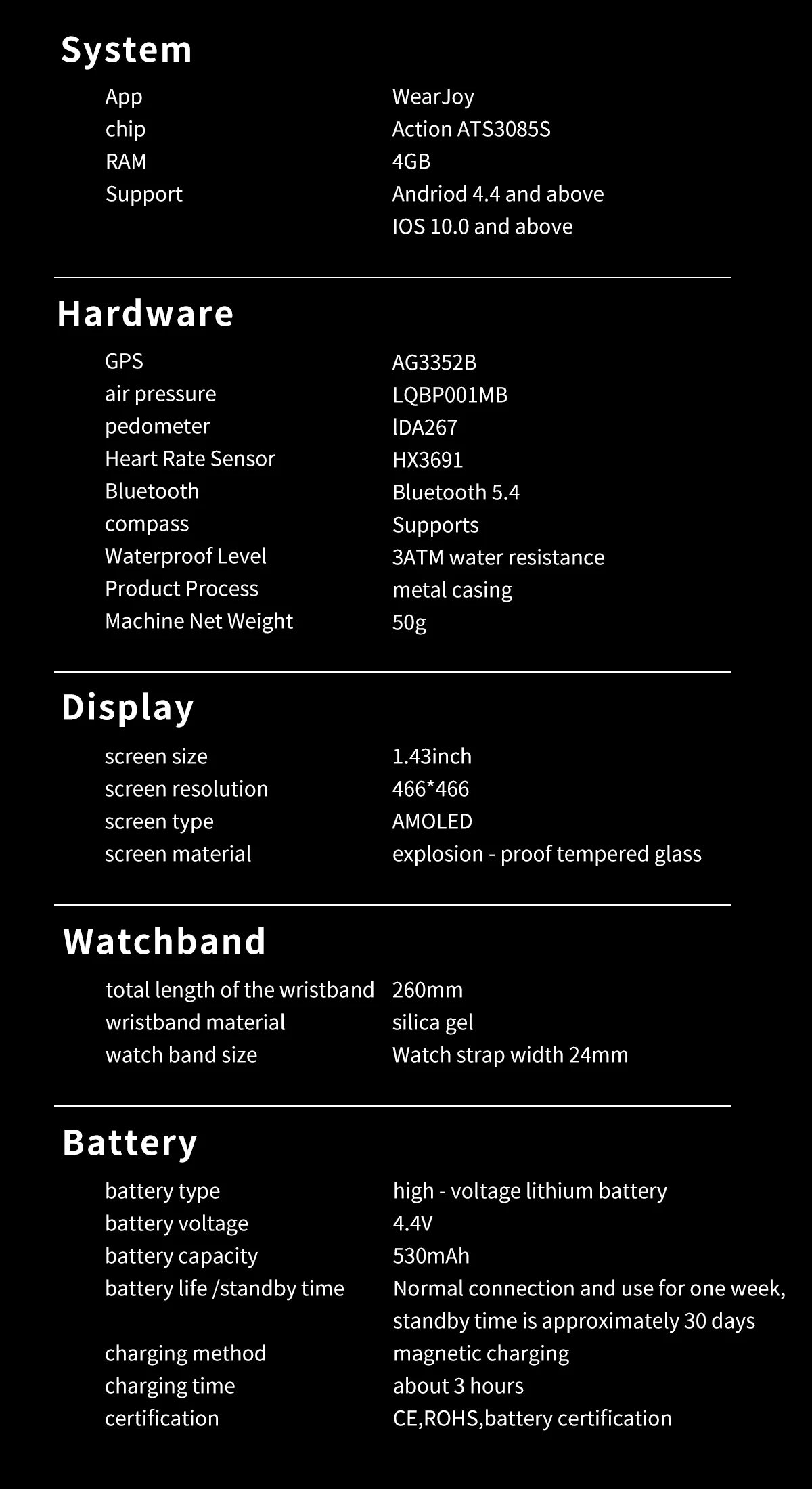 New Military Outdoor Smartwatch Built-in GPS Compass Altimeter 3ATM Waterproof 530mAh BT Call Watches Sports Smart Watch Men