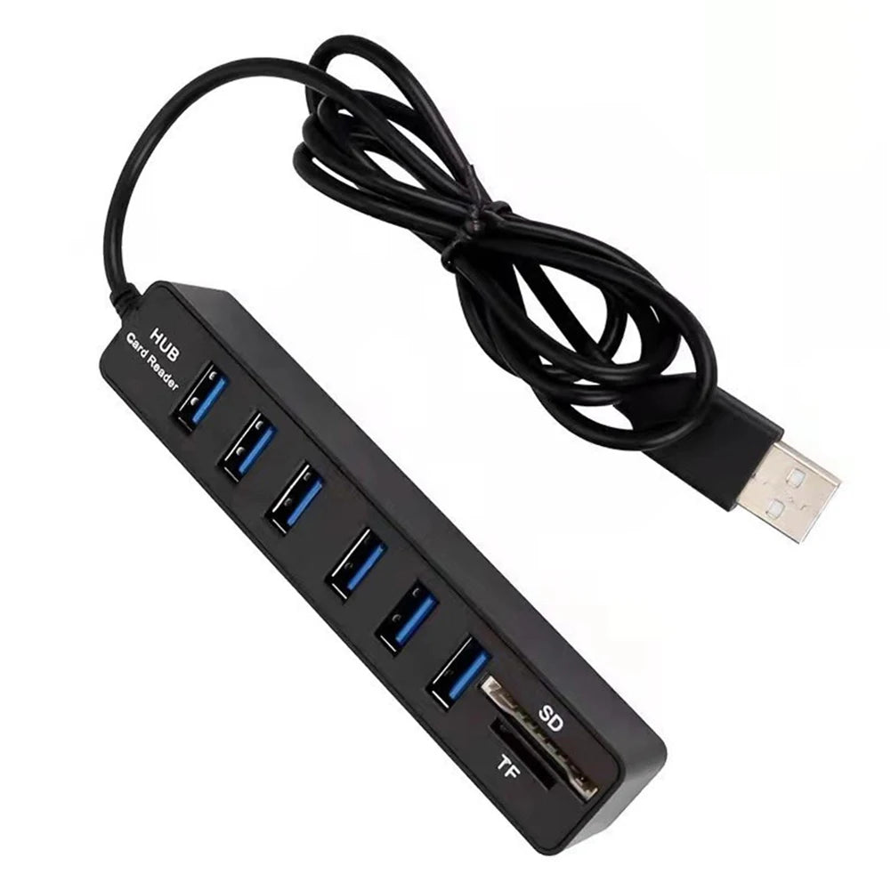 Hub Multi Splitter Port High Speed Transmission USB 6 Port Memory TF Docking Station Plug and Play for Mobile Hard Drive