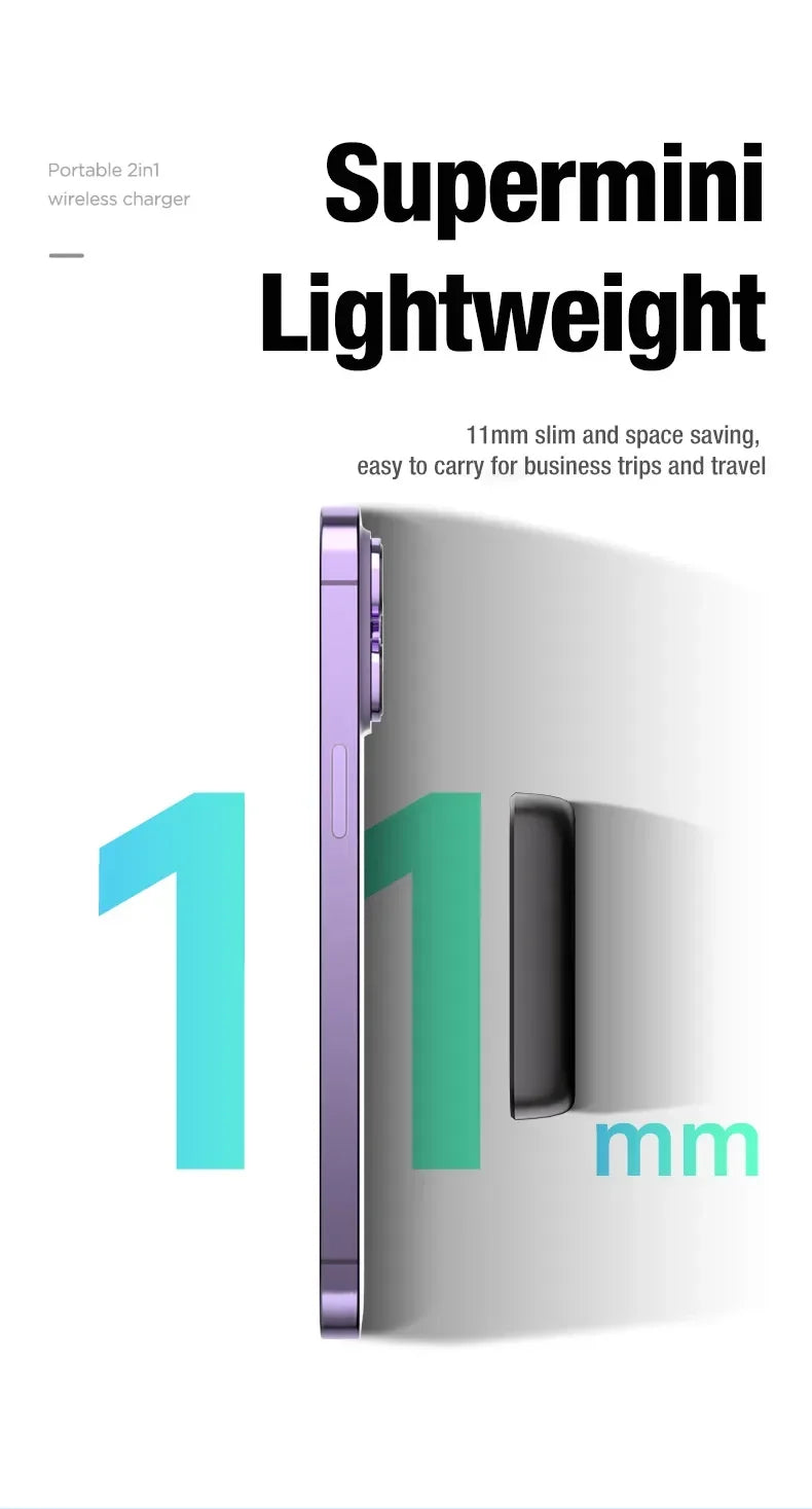 2 in 1 Foldable Magnetic Wireless Charger For Magsafe iPhone 16 15 14 13 12 Samsung Xiaomi Apple Watch 9-2 Airpods Fast Charging