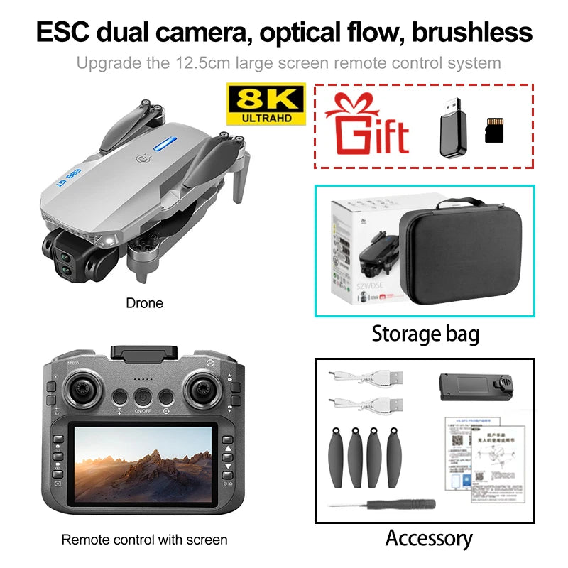 2026 E88 PRO RC Toy Mini Drone With 4.3 Inch Screen Drones HD Camera WiFi FPV Height Maintain FPV Quadcopter Beginner Drone