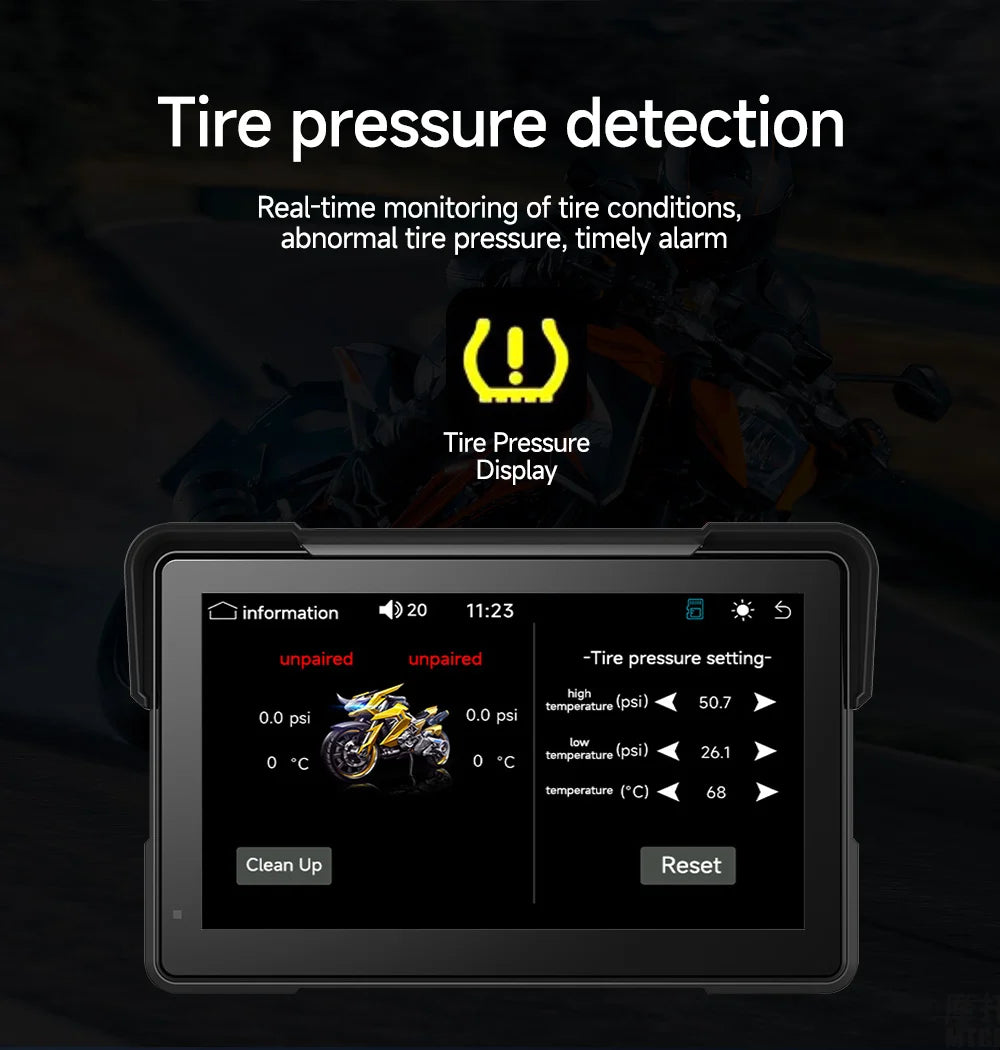 2024 Motorcycle GPS Navigation 2K HD Recorder Wireless CarPlay Android Auto Multimedia Player IP67 Waterproof Screen Bluetooth
