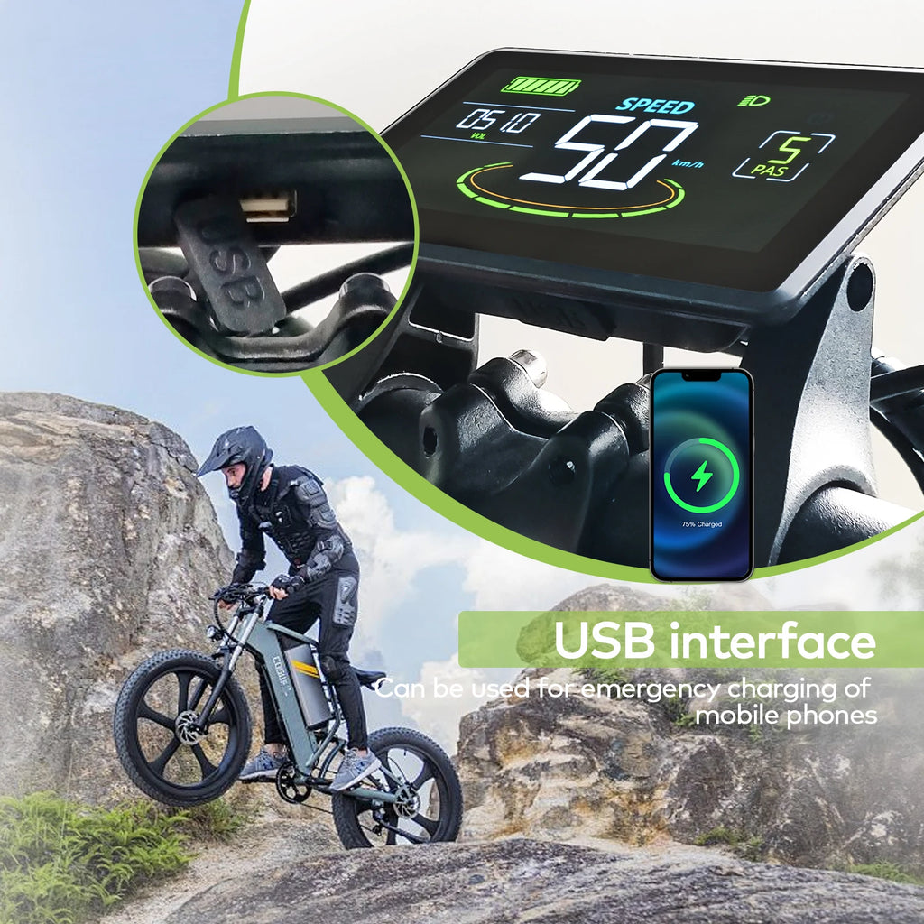 H6C MTB Electric Bicycle Computer Riding Speedometer Digital Horizontal Screen Odometer Color Wired Bicycle Accessories