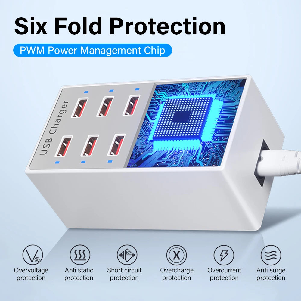 EU US UK AU Wall Desktop Power Adapter USB Charger Station Dock For Mobile Phone iPad Macbook Laptop 5V 2.4A 12 Ports Multi Plug