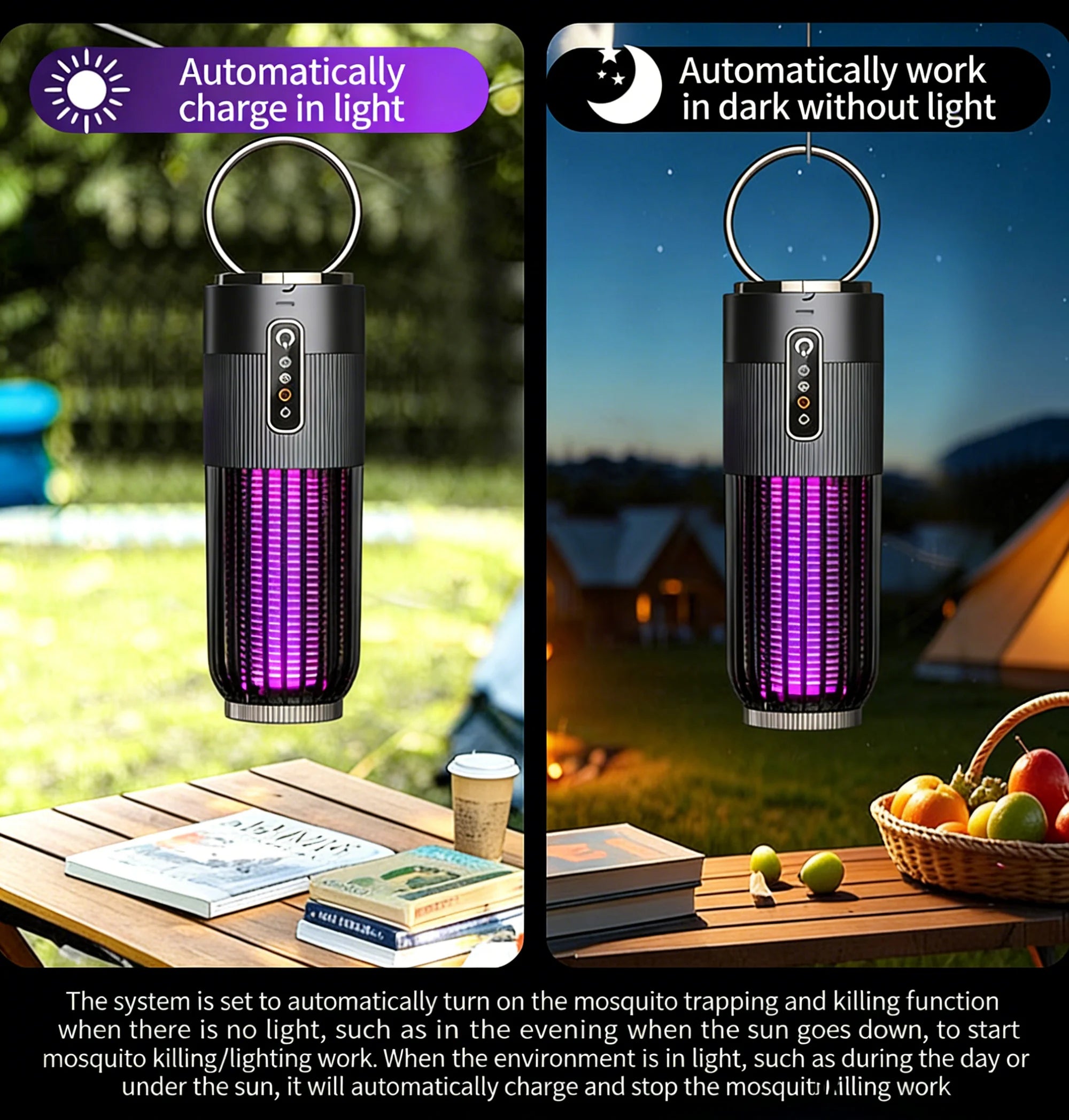 Outdoor Solar Energy Mosquito Killer Camping lamp Upgrade Household Mosquito Repellent USB Rechargeable Portable Insect Killer