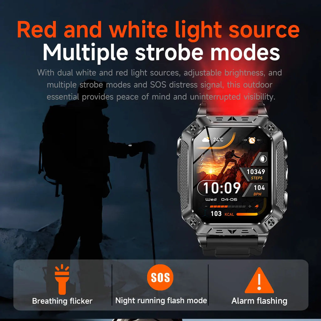 2026 New Built-in 1400mAh Super Large Battery Men Smart Watch Outdoor GPS 2.01"AMOLED Screen 10ATM Waterproof BT Call Smartwatch