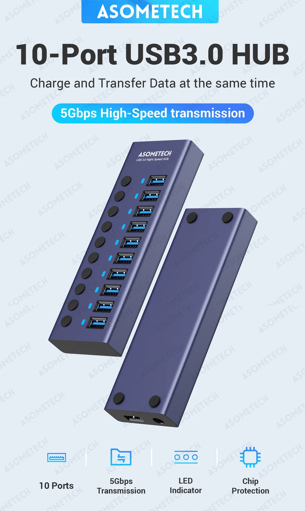 4/7/10 Ports Hub Usb 3 0 Multi USB Splitter with Switch Power Adapter Multi usb Extender for Laptop Accessories MacBook Splitter