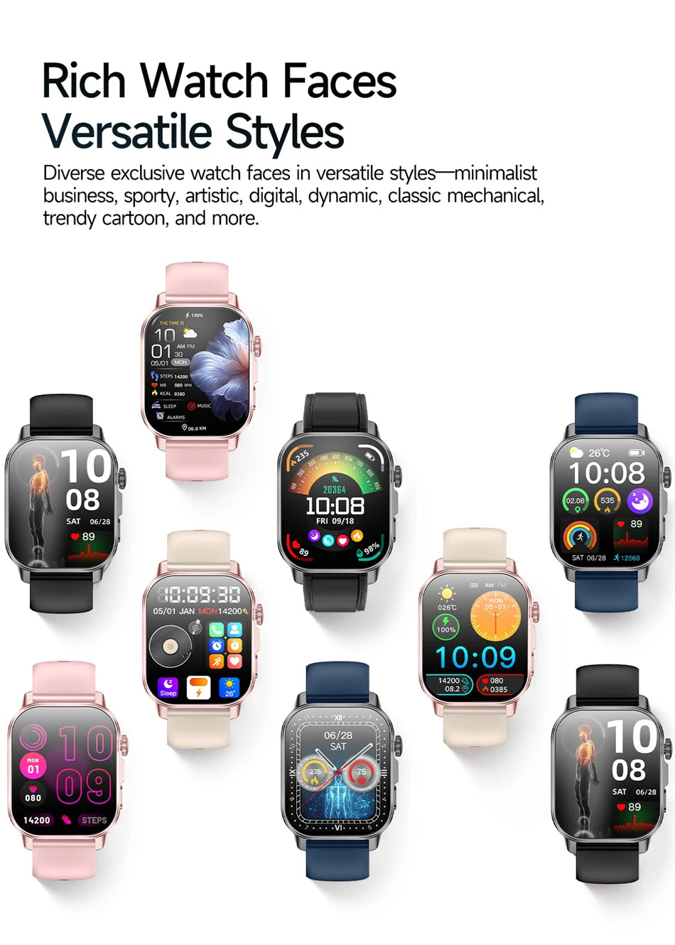2026 New Health Nursing Grade Smart Watch Men Blood Lipid Uric Acid Tracker ECG+PPG Clock Bluetooth Call Smartwatches Men Women
