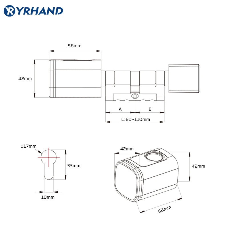 Euro Tuya Smart Fingerprint Electronic lock with Cylinder Tuya BLE Smart Euro lock Lock fechadura APP Remote Control Key Unlock