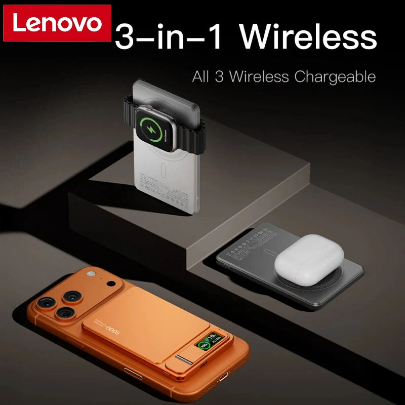 Lenovo CCC 10000mAh Slim Original Power Bank For MagSafe,Magnetic Wireless 20W Fast Charging Portable Battery For iPhone 12-17