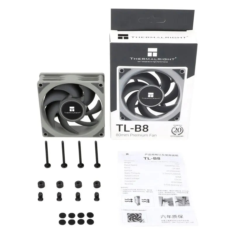 Thermalright TL-B8 8CM chassis fan S-FDB V2 bearing 8cm chassis fan 4pin PWM 2200RPM