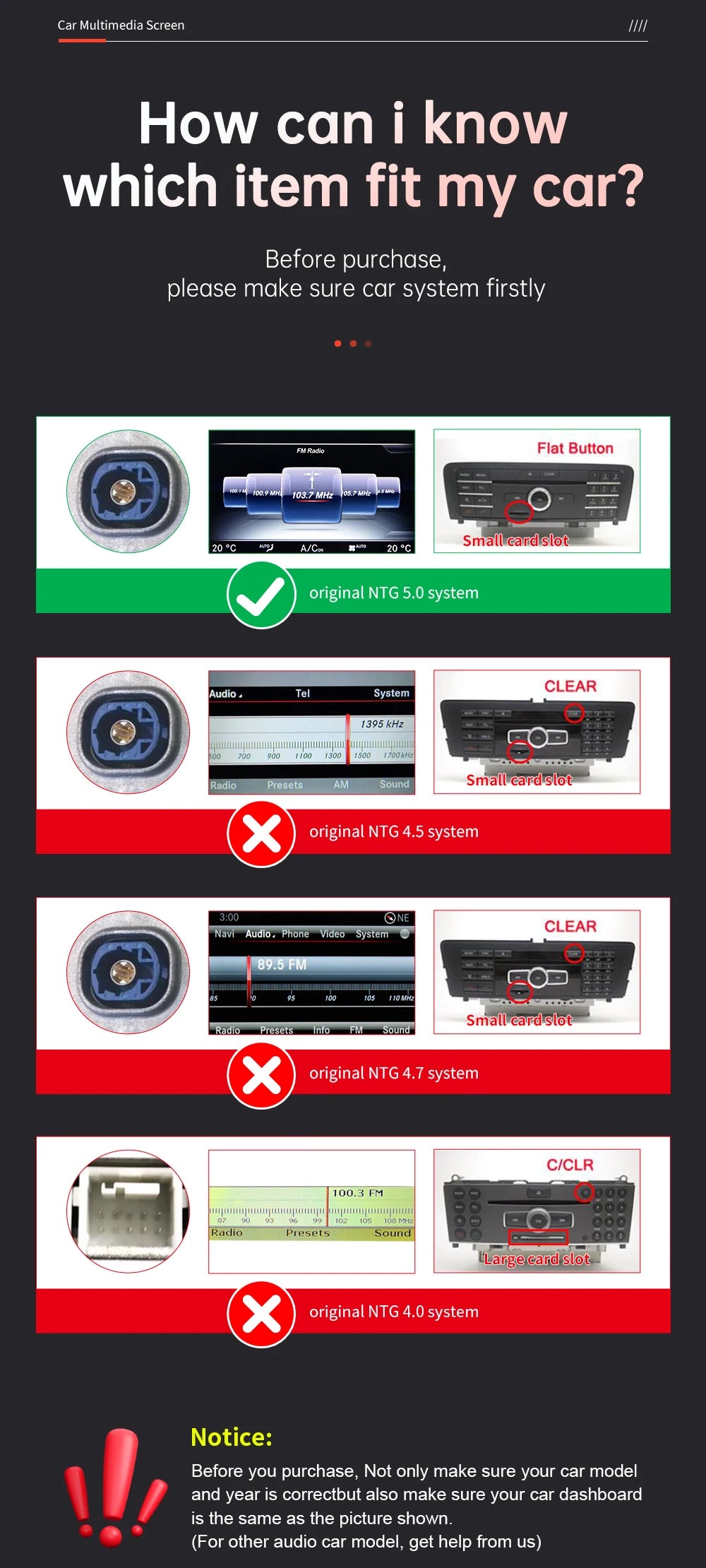 Wireless CarPlay Android Auto Multimedia Screen for Mercedes-Benz C Class W205 GLC V Class W447 A W176 CLA GLA 2015-2018 NTG5.0