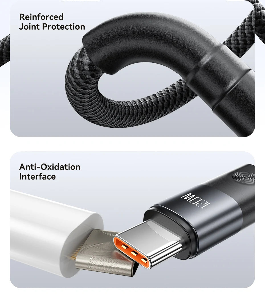 Toocki 6A USB to Type C Cable Charger 120W Turbo Super Charge USB C Cable Fast Charging for Xiaomi Mi 13 17 Pro Redmi Note POCO