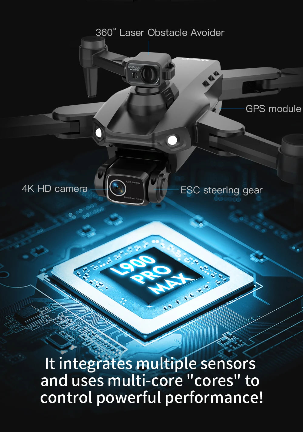 L900 Pro SE MAX GPS Drone 4K Professional With Camera WIFI 360 Obstacle Avoidance FPV Brushless Motor RC Quadcopter Mini Drone