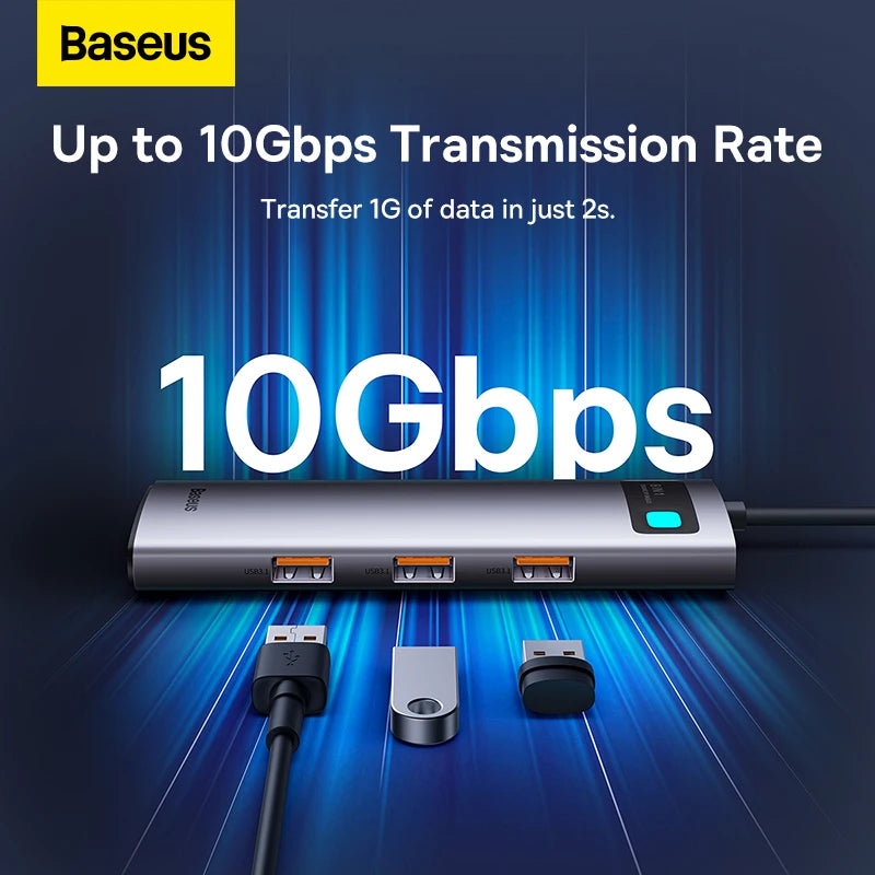 Baseus 4K 60Hz USB C Hub 3.1 USB Splitter Type C to HDMI-compatible RJ45 PD 100W Adapter for Macbook Air Pro M2 M1 Dock Station