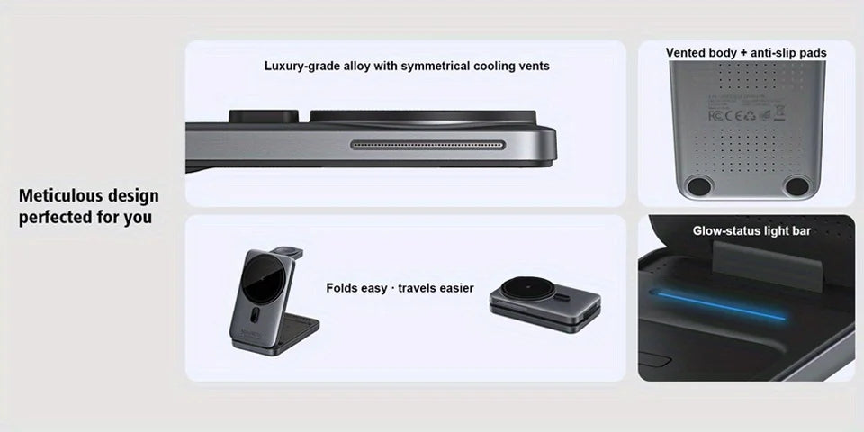Foldable 3 In 1 Magnetic Wireless Charger Stand For Magsafe iPhone 12-17 Apple Watch 6 7 8 Airpods Pro Fast Charging Station