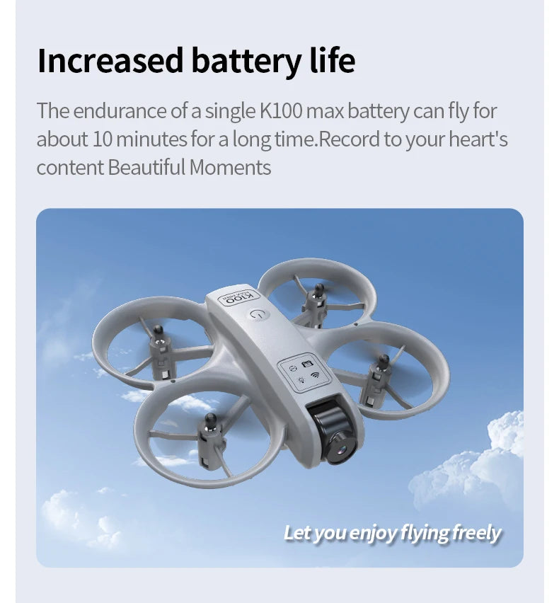 K100 Max Mini RC Drone 4K Professional HD Camera Optical Flow Positioning Colorfuls Dron Foldable RC Quadcopter Toys for Kids