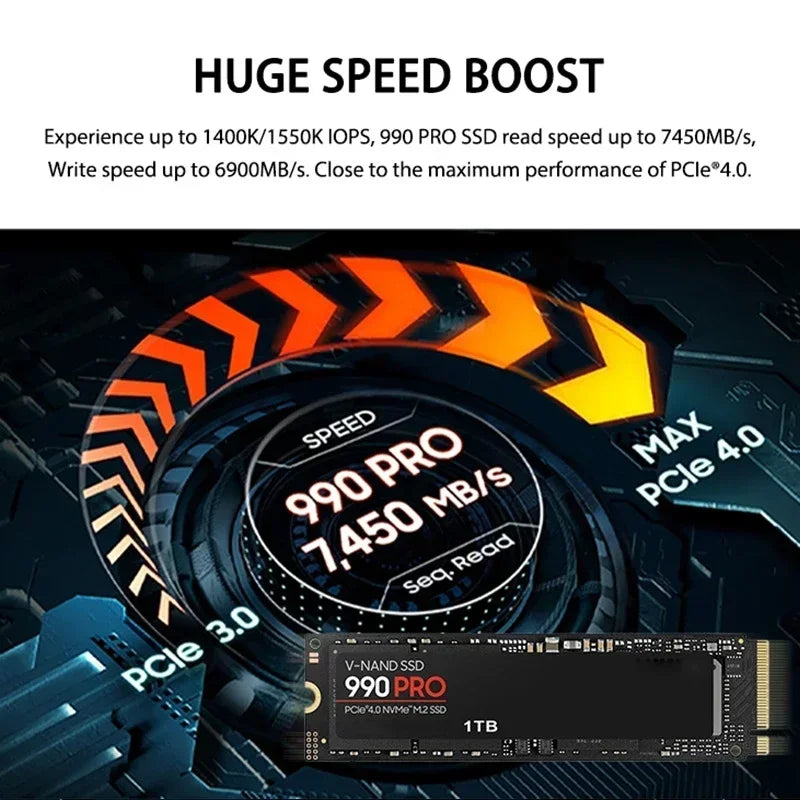 2024 990 PRO 4TB 2TB 1TB M.2 2280 SSD PCIe4.0 NVMe Gaming Internal Solid State Hard Drive Up To 7450MB/s for PS5 Laptop Desktop