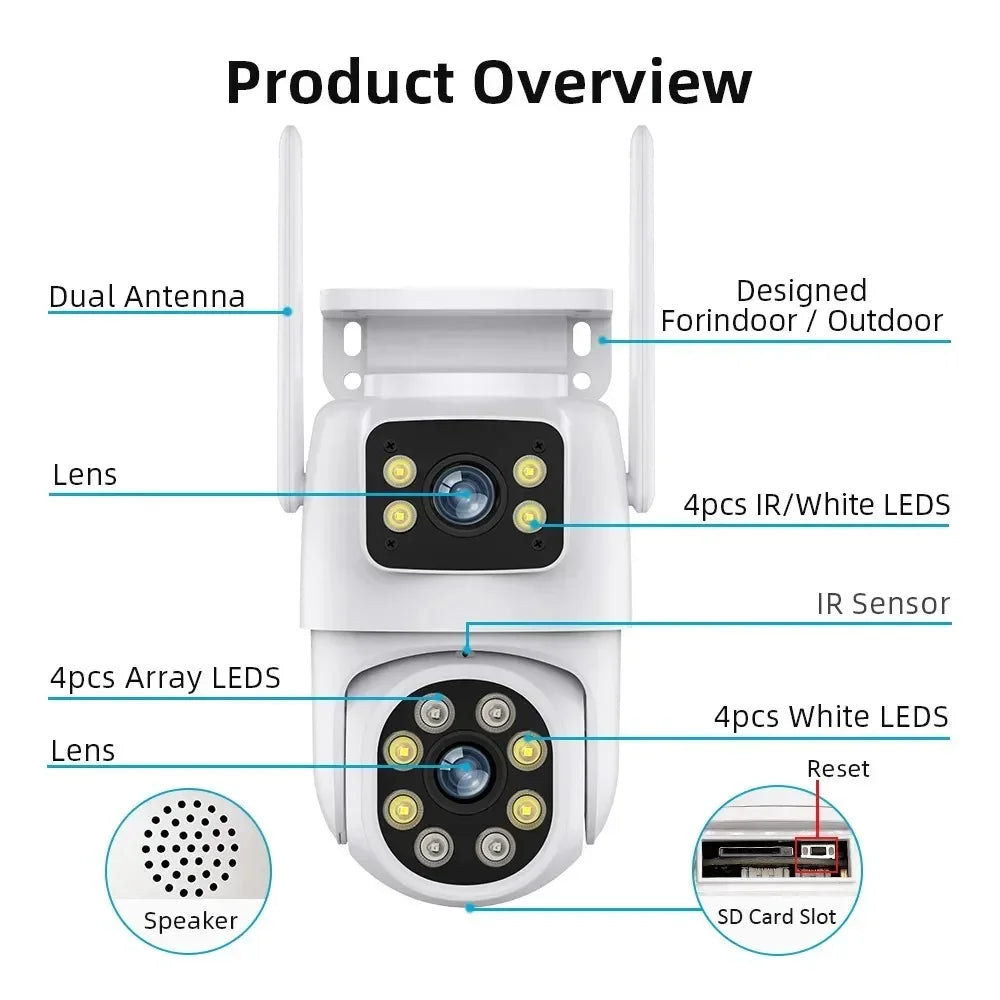Tuya 15MP Three Lens 10MP Dual Lens Tuya Wifi Camera PTZ Outdoor Wireless Security Camera AI Human Monitoring Video Surveillance