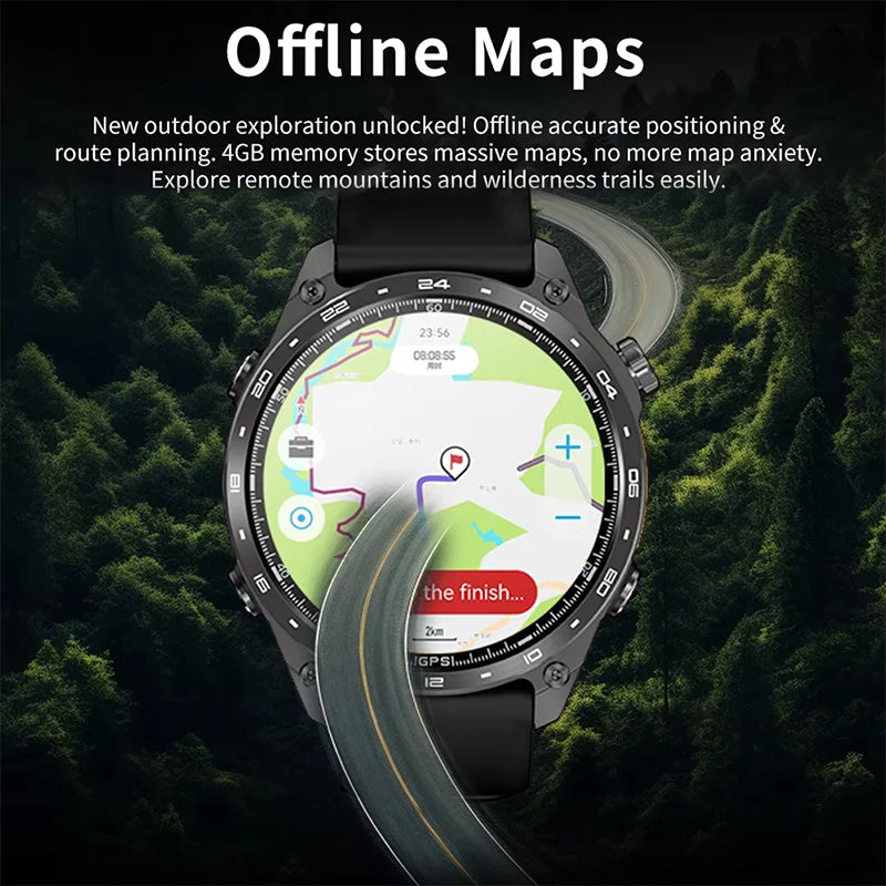 New Military Outdoor Smartwatch Built-in GPS Compass Altimeter 3ATM Waterproof 530mAh BT Call Watches Sports Smart Watch Men