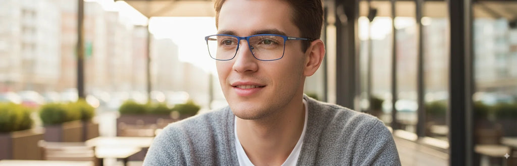 ZENOTTIC Titanium Progressive Prescription Glasses Men Square Anti Blue Light Photochromic Eyewear Optical Myopia Eyeglasses