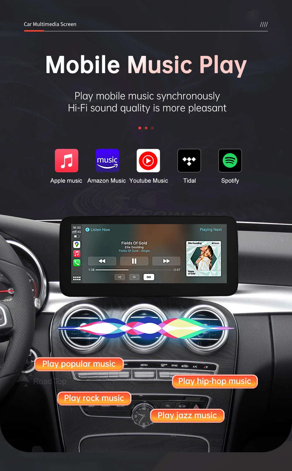Wireless CarPlay Android Auto Multimedia Screen for Mercedes-Benz C Class W205 GLC V Class W447 A W176 CLA GLA 2015-2018 NTG5.0