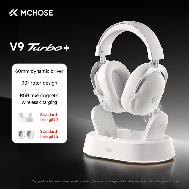 MCHOSE V9 Turbo + Wireless Gaming Headset 60mm 7.1 Surround Sound Professional Esports Headphones With RGB Charging Base