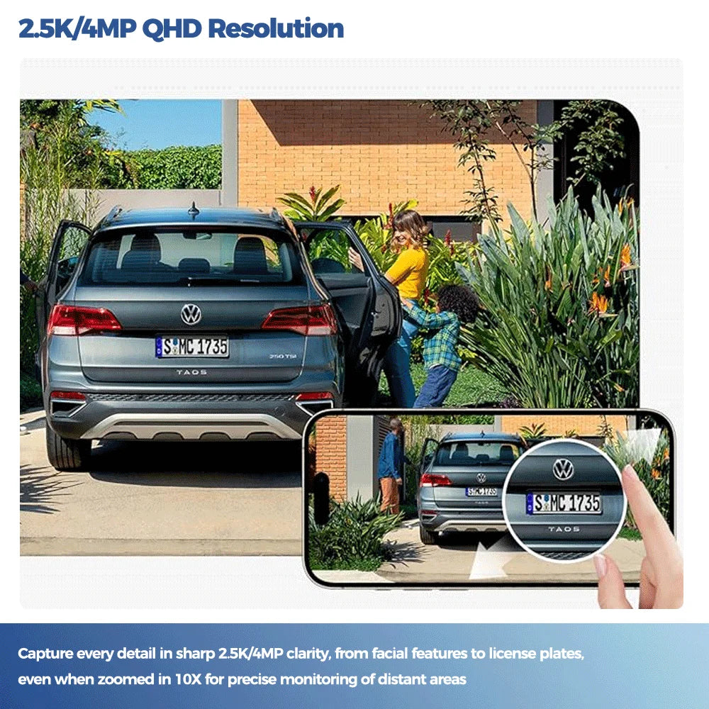ALEVIO 2.5K Outdoor Solar Surveillance Camera WiFi Wireless Security Camera Ultra Standby AI Detection Color Vision Battery Cam