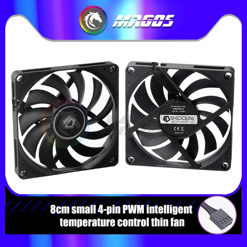 8010 80mmCase Fan Ultra Slim ,White/ Black,10MM Ultra-Thin PWM Temperature Control 8CM Computer CPU Cooling Fan,