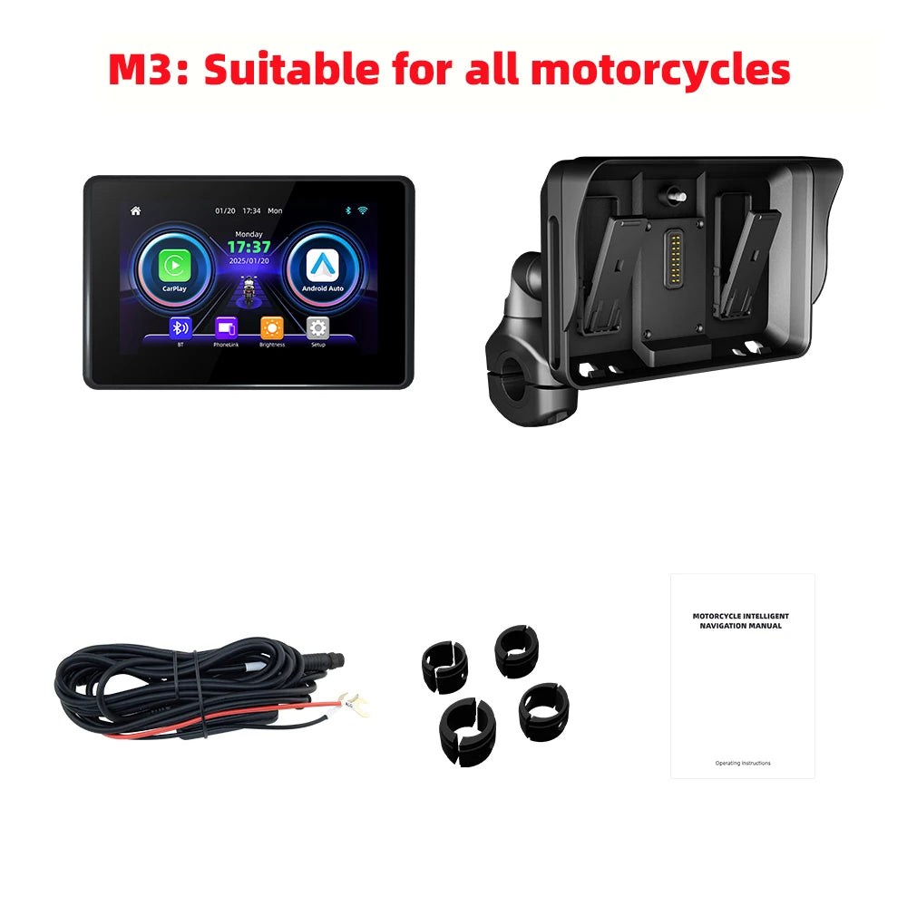 EKIY 5.0" Wireless CarPlay Moto Android Auto Portable Digital Motorcycle Dashboard GPS Navigation Screen For BMW R1200GS R1250GS