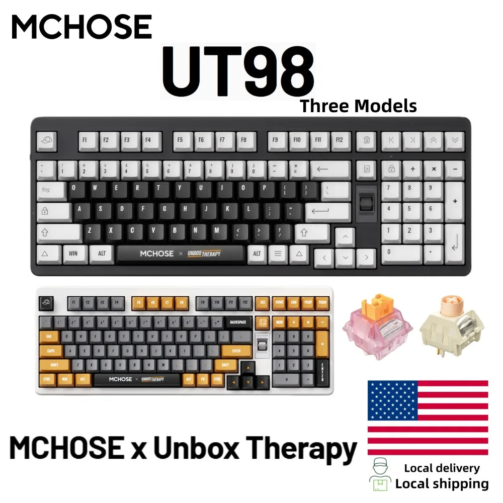 MCHOSE x Unbox Therapy - UT98 Gaming Mechanical Keyboard Wireless Quiet Offices KeyboardRGB Backlit Customized Silent Keyboard