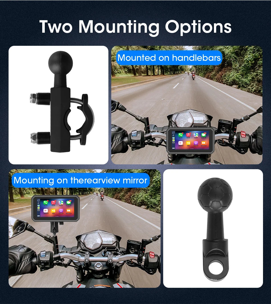 Jansite 5/6.25'' GPS for Motorcycles Carplay DVR Navigation Display Screen Android Auto Moto Accrssories IP67 Waterproof Monitor