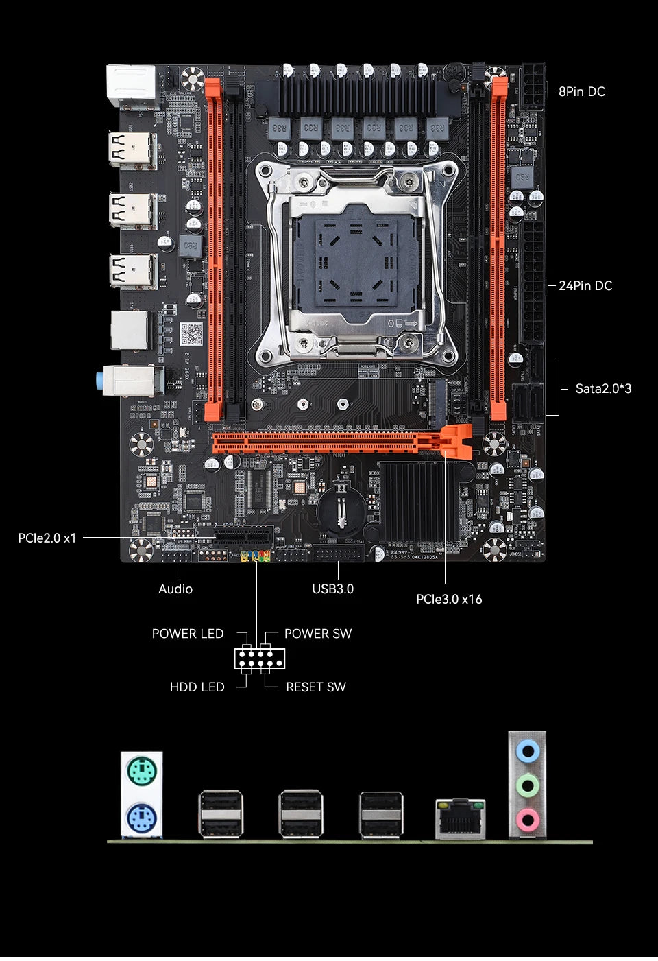 X99 Gaming Motherboard Kit with Xeon E5 2680 V4 DDR4 16GB=8Gx2 RAM M.2 NVME NGFF SATA USB for Desktop PC