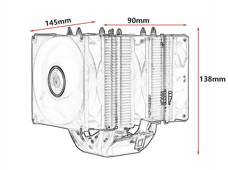 Zero-Distance Direct Touch Cooler Compatible i5 i7 AM3 AMD x79 x99 LGA2011-3 115x 1700 18xx Twin Towers 6 Heat Pipe Cpu Fan 90mm