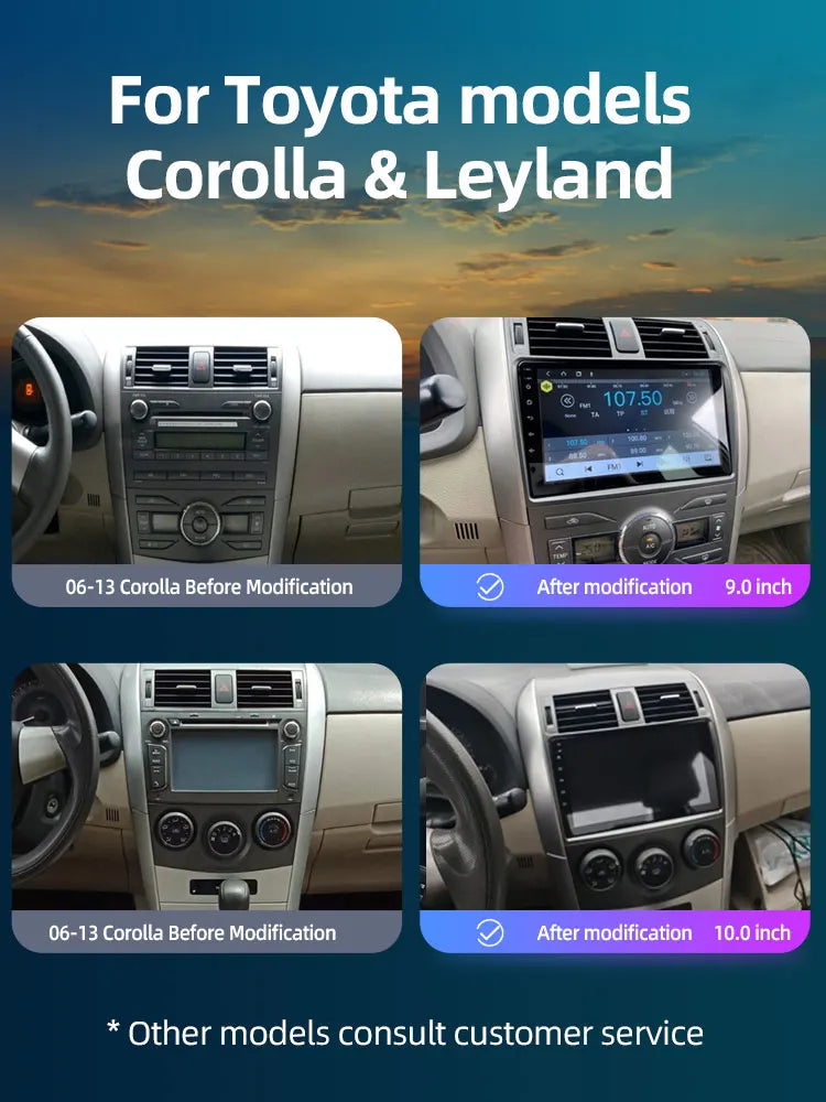 JUNDOF 9" Android Car Stereo Radio for Toyota Corolla 2006 2007 2008 2009 2010 2011 2012 2013 Multimedia Player 2 Din Head Unit