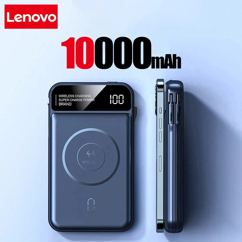 Lenovo Power Bank 50000mah Wireless Charging For Magsafe Magnetic Charging Built-in Wire Mobile Phone Battery For IPhone
